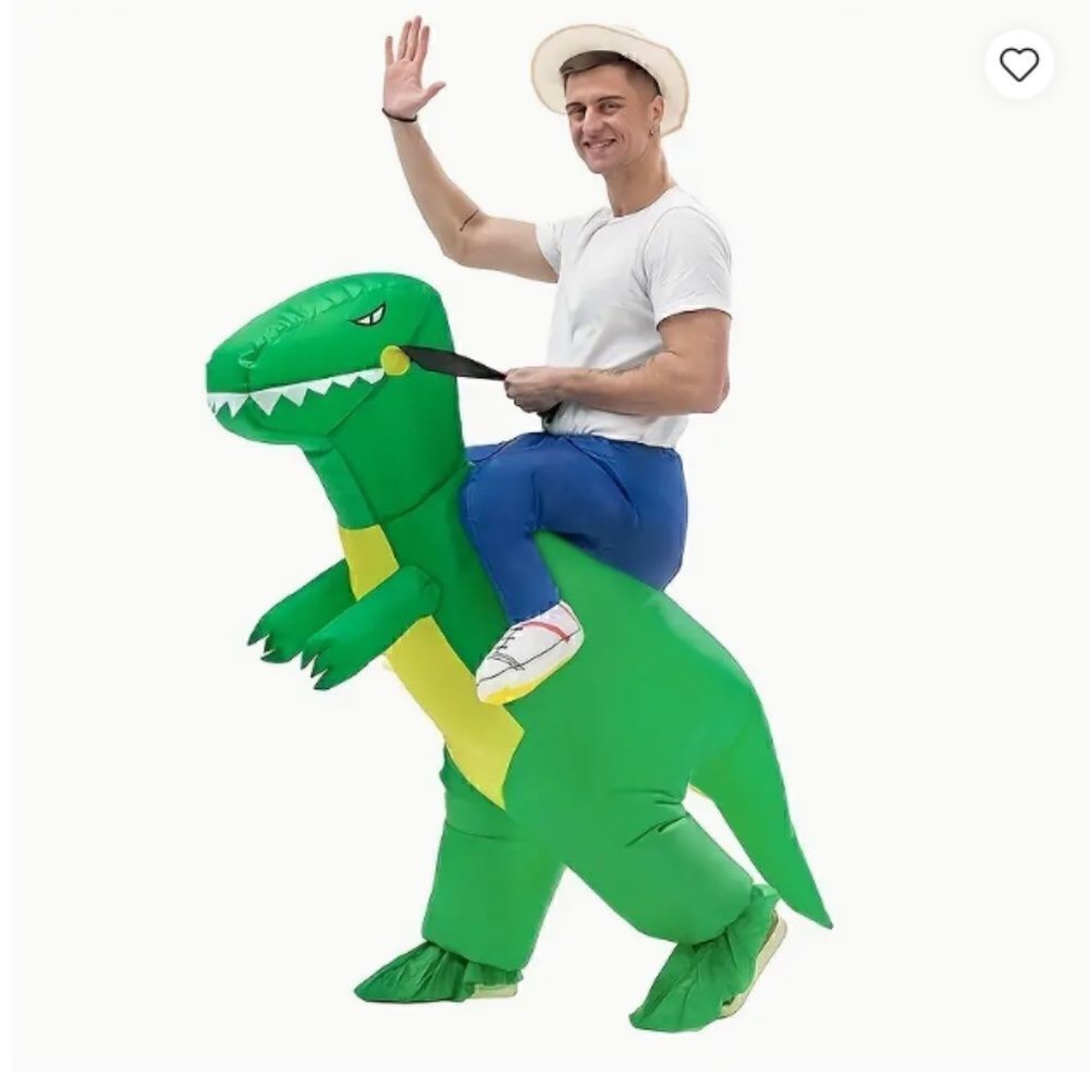 NEW!Green Dinosaur Inflatable Adult Halloween Costume Cosplay Party T Rex Green